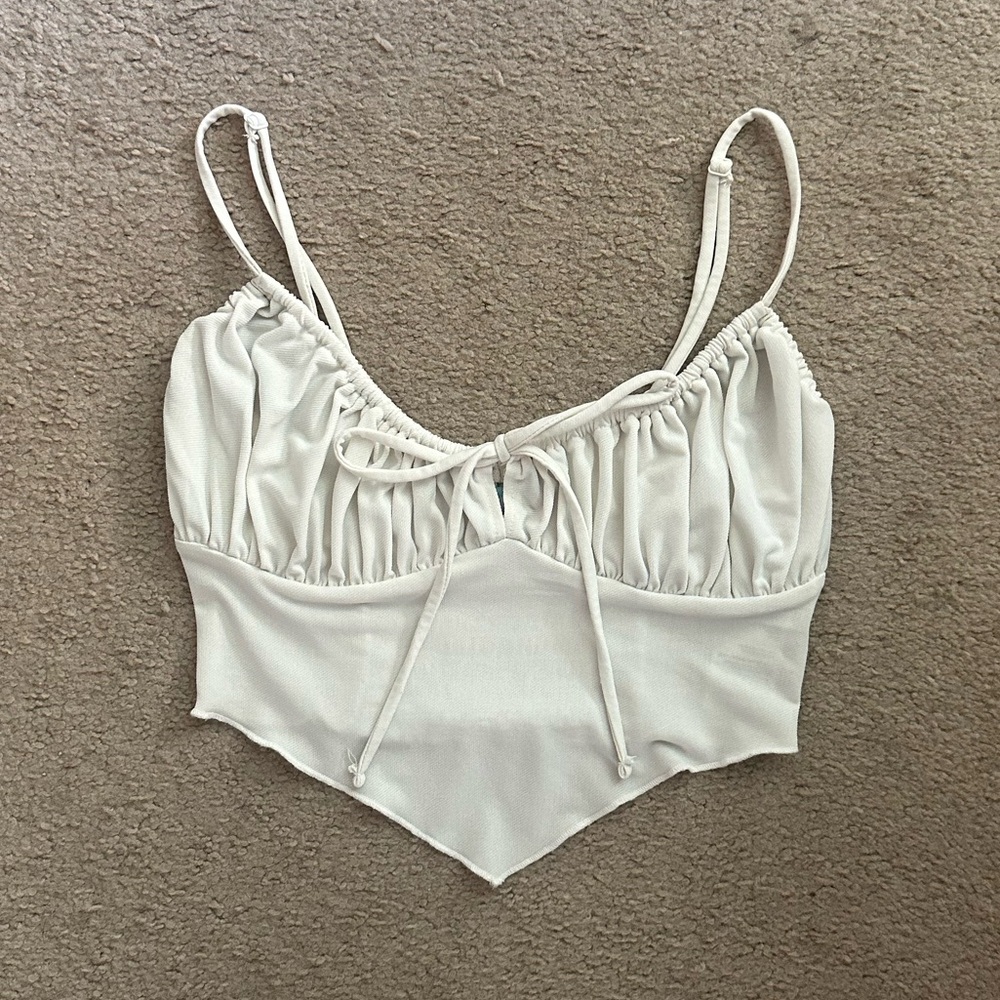 Urban Outfitters White Ruched Tank Top